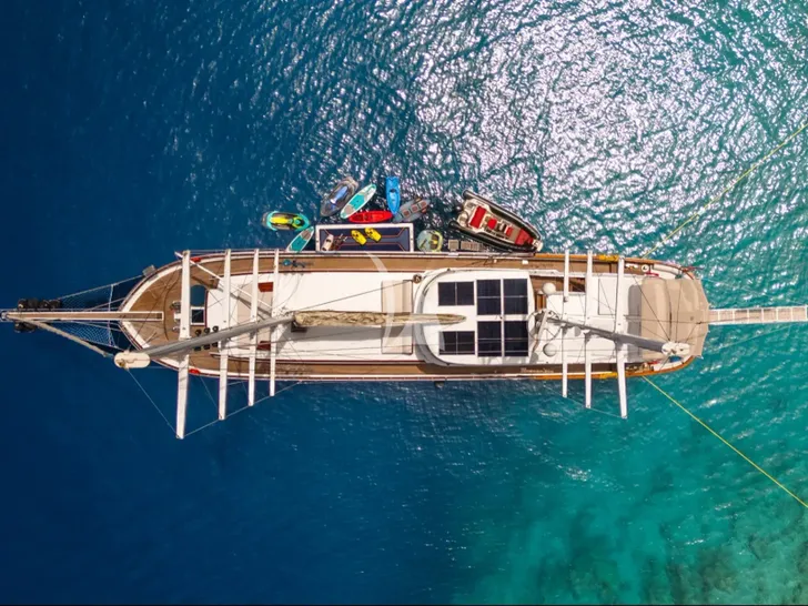LUCE DEL MARE Motor Sailer 33m - top aerial shot LUCE DEL MARE Motor Sailer 33m - top aerial shot