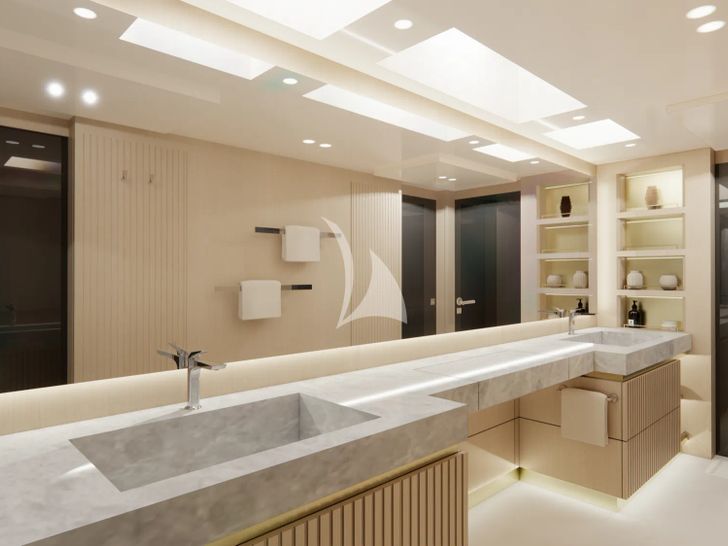 LULUS Mangusta Oceano 44 - master cabin bathroom LULUS Mangusta Oceano 44 - master cabin bathroom