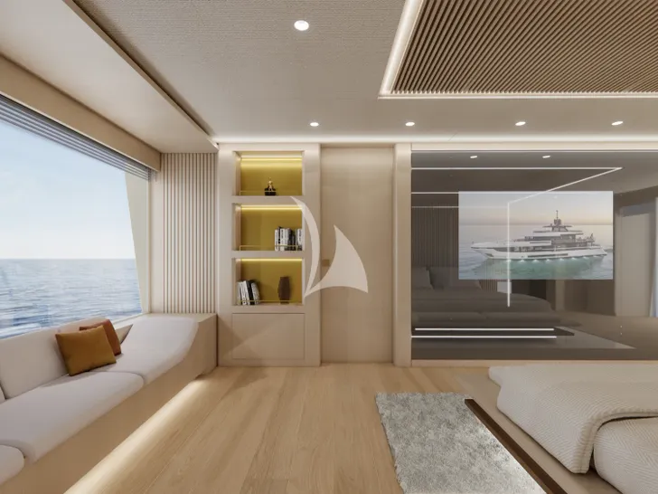 LULUS Mangusta Oceano 44 - master cabin lounge LULUS Mangusta Oceano 44 - master cabin lounge