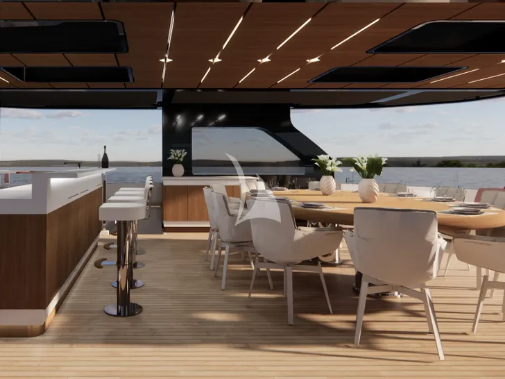 LULUS Mangusta Oceano 44 - sundeck bar and alfresco dining area LULUS Mangusta Oceano 44 - sundeck bar and alfresco dining area