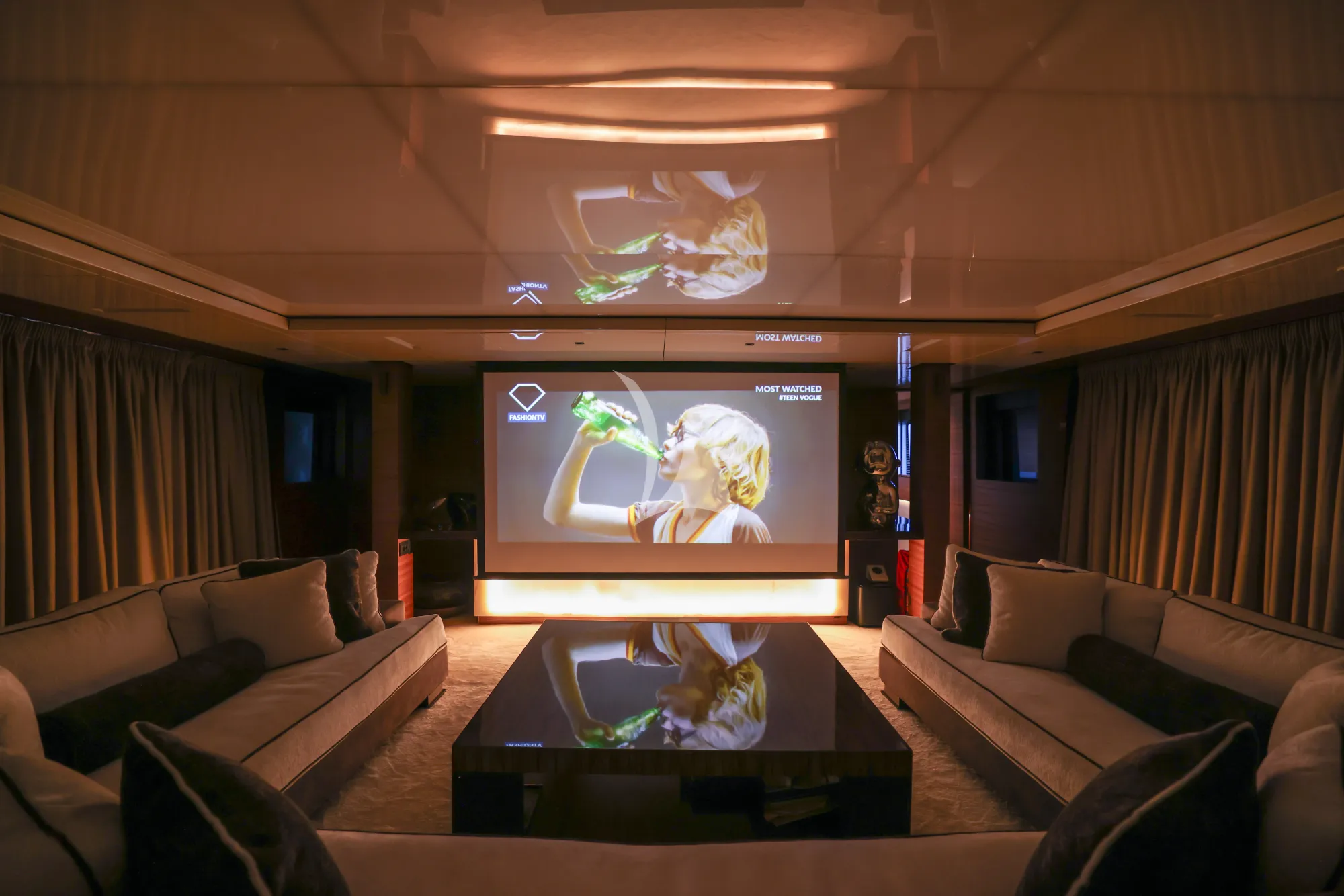 MAGNA GRECIA Custom 63m - main saloon converted to a cinema