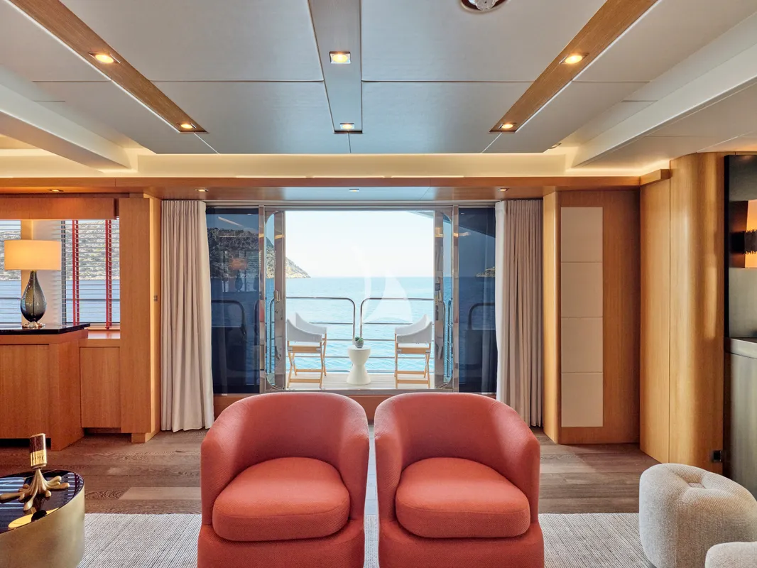 MAKANI II Predator 115 - salon seating with sea view balcony