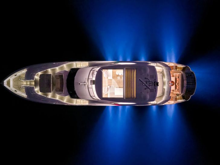 MAKANI II Sunseeker Predator 115 - top aerial shot at night MAKANI II Sunseeker Predator 115 - top aerial shot at night