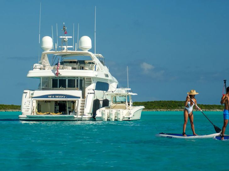 MAMBO Ferretti 112 - anchored aft view MAMBO Ferretti 112 - anchored aft view