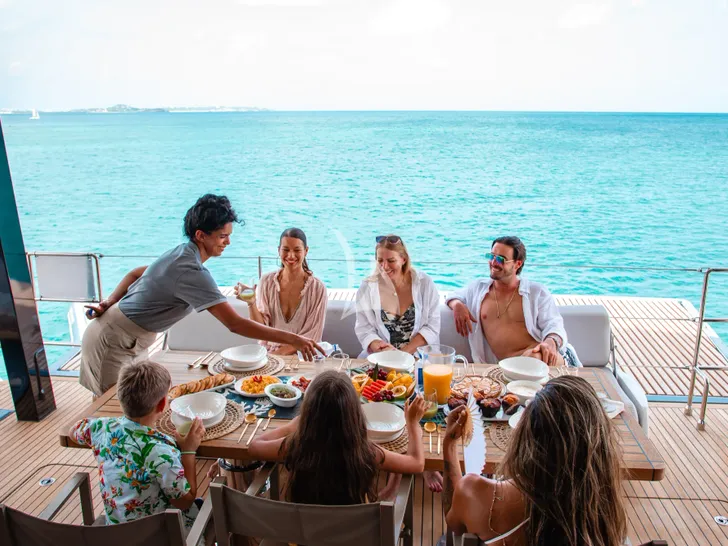 MANA KAI Sunreef 80 - aft deck alfresco dining MANA KAI Sunreef 80 - aft deck alfresco dining