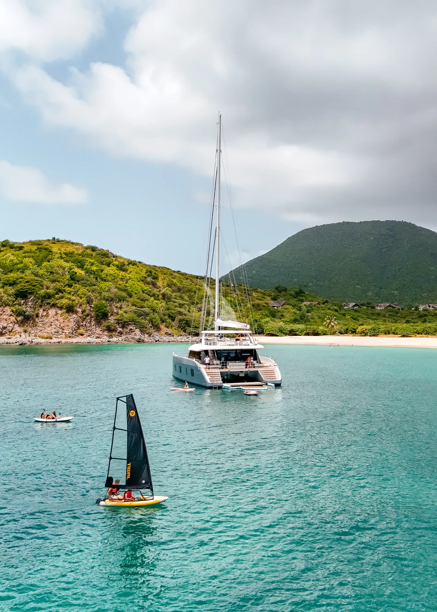 MANA KAI Sunreef 80 - anchored aft shot