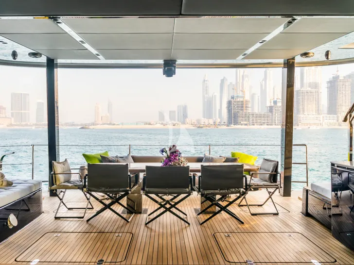 MARIE JOSEPH Sunreef 80 Eco - aft deck alfresco dining area MARIE JOSEPH Sunreef 80 Eco - aft deck alfresco dining area