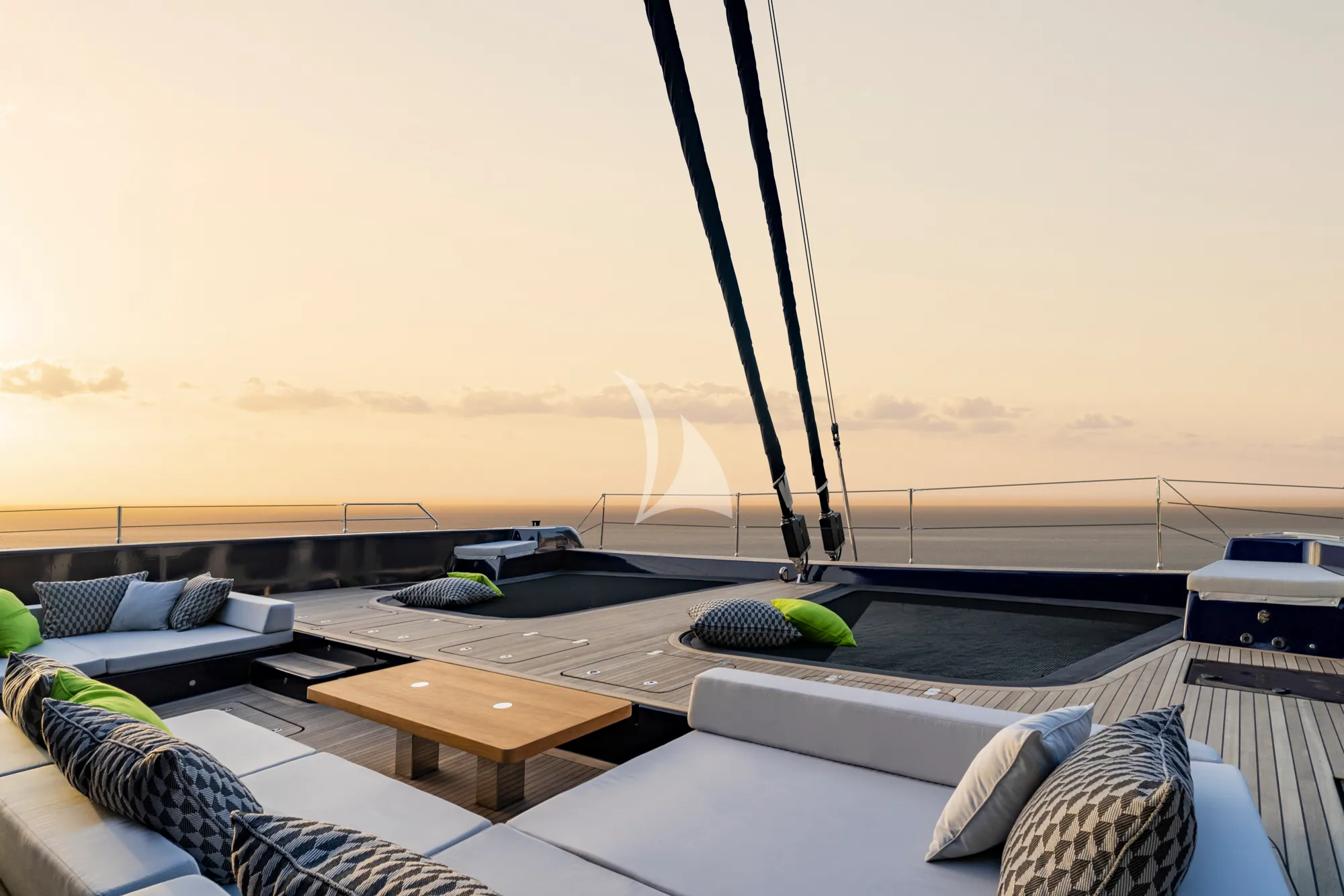 MARIE JOSEPH Sunreef 80 Eco - foredeck under the sunset