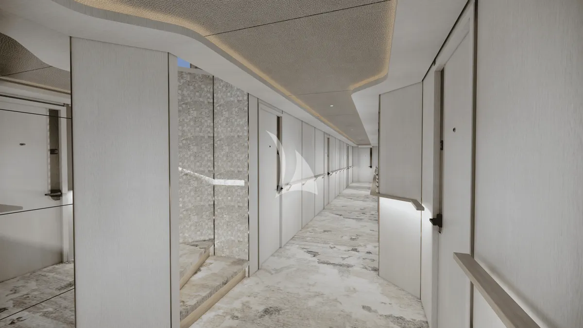 MARMORIS Custom Motor Yacht 40m - hallway in lower deck to guest cabins