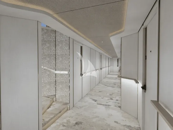 MARMORIS Custom Motor Yacht 40m - hallway in lower deck to guest cabins MARMORIS Custom Motor Yacht 40m - hallway in lower deck to guest cabins