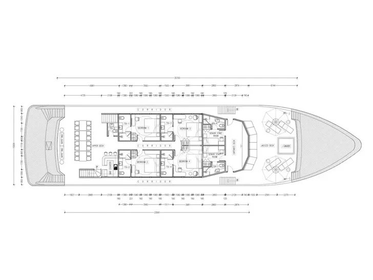 MARMORIS Custom Motor Yacht 40m - upper cabin deck layout MARMORIS Custom Motor Yacht 40m - upper cabin deck layout