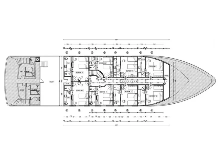 MARMORIS Custom Motor Yacht 40m - lower cabin deck layout MARMORIS Custom Motor Yacht 40m - lower cabin deck layout