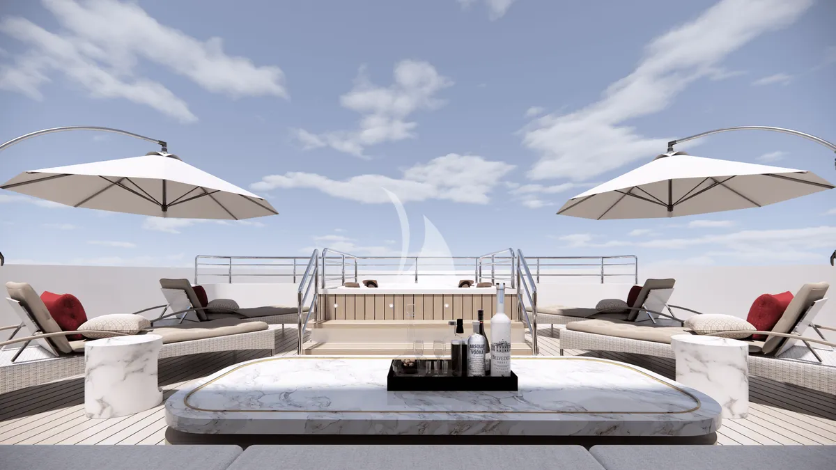 MARMORIS Custom Motor Yacht 40m - sundeck jacuzzi and lounge area