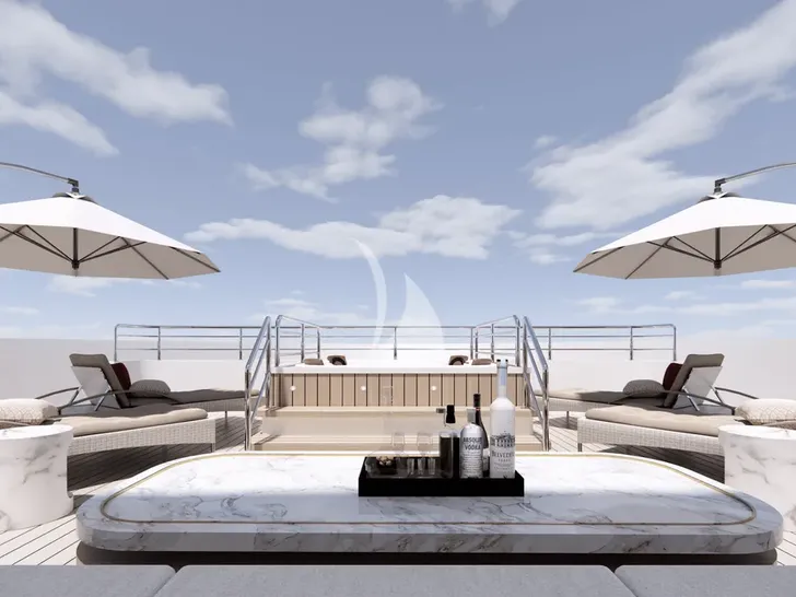 MARMORIS Custom Motor Yacht 40m - sundeck jacuzzi and lounge area MARMORIS Custom Motor Yacht 40m - sundeck jacuzzi and lounge area