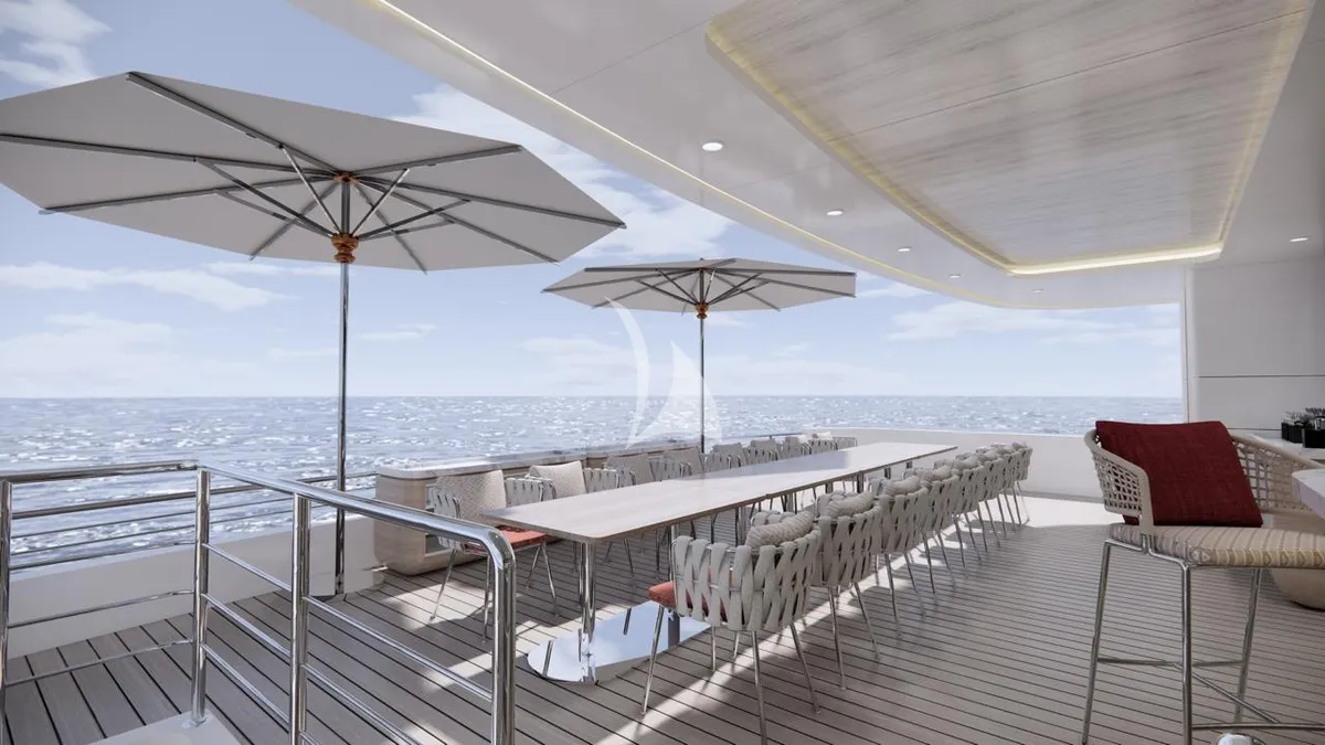 MARMORIS Custom Motor Yacht 40m - upper deck alfresco dining area