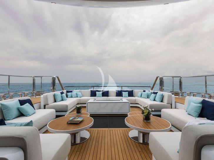 MAVERICK Mangusta Oceano 50 - main aft deck lounge open MAVERICK Mangusta Oceano 50 - main aft deck lounge open