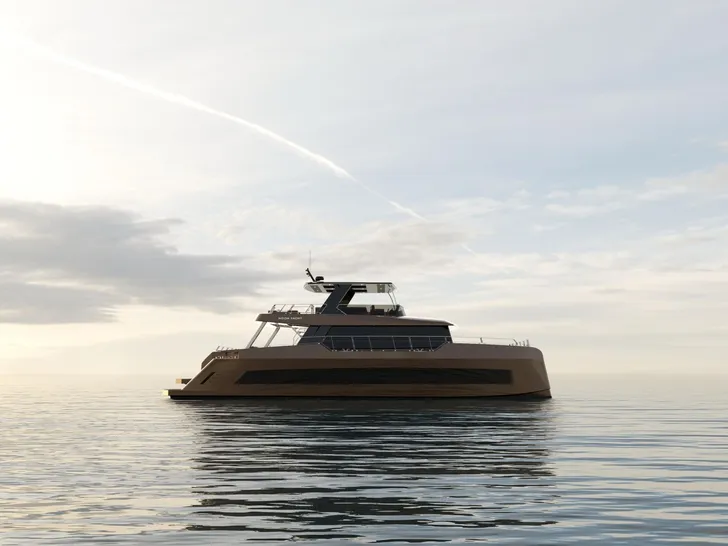 MELTEMI Moon Yacht 70 Power - side profile anchored MELTEMI Moon Yacht 70 Power - side profile anchored