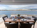 MEME Maiora 24m - aft deck alfresco dining set up MEME Maiora 24m - aft deck alfresco dining set up