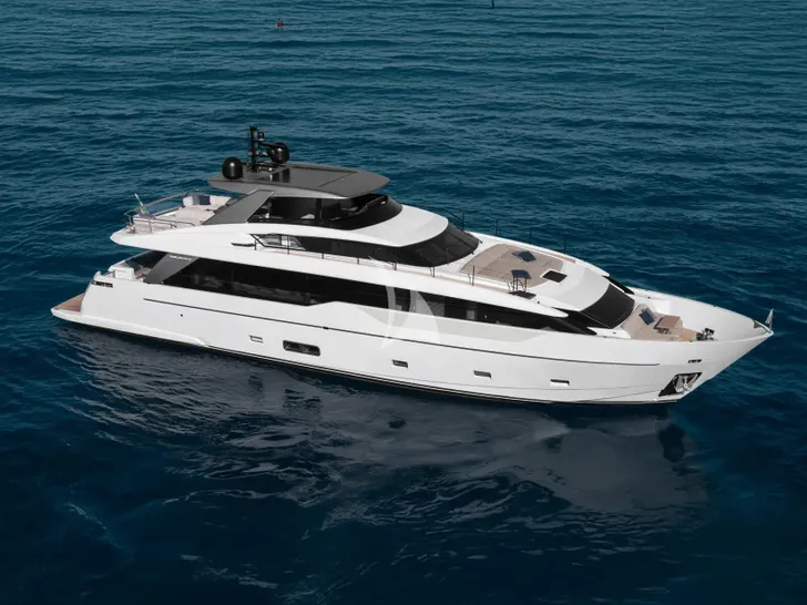 MICHISAN Sanlorenzo SL90 - anchored aerial shot MICHISAN Sanlorenzo SL90 - anchored aerial shot