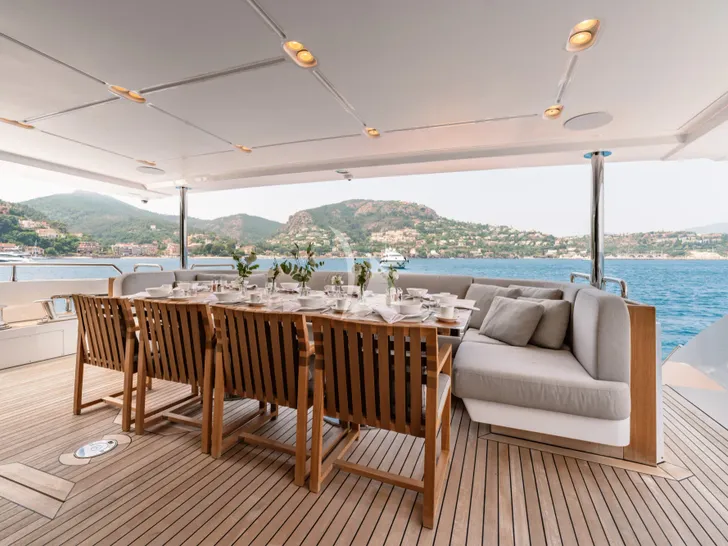 MIKOH Azimut Grande 35m - main aft deck alfresco dining MIKOH Azimut Grande 35m - main aft deck alfresco dining
