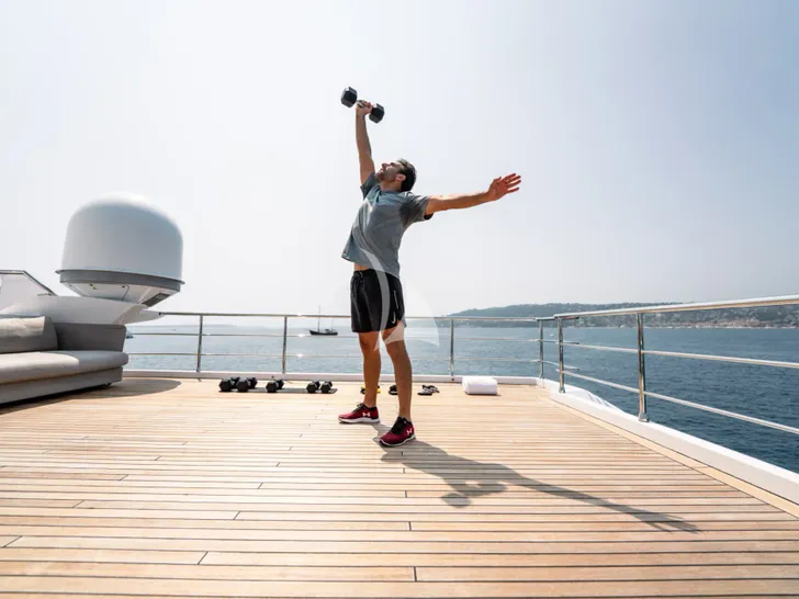 MIKOH Azimut Grande 35m - sun deck workout area MIKOH Azimut Grande 35m - sun deck workout area