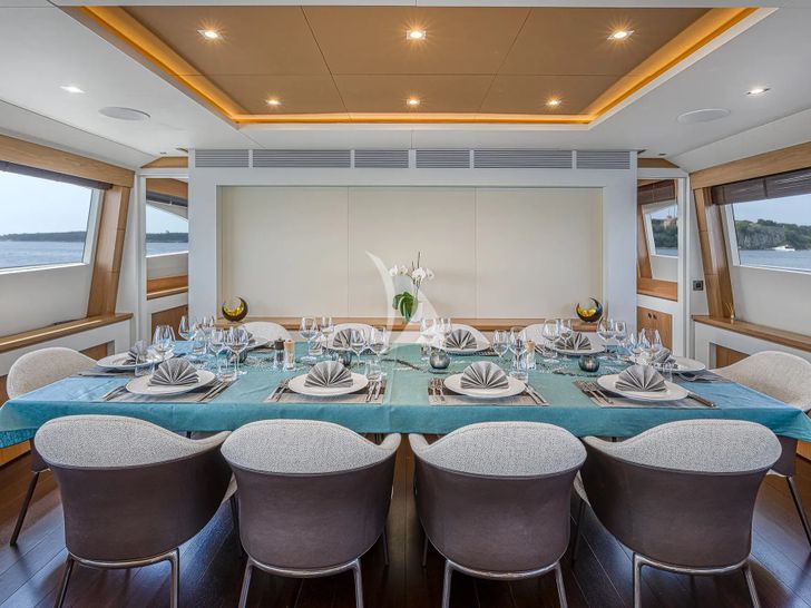 MILLISIME Couach 37m - indoor dining area MILLISIME Couach 37m - indoor dining area