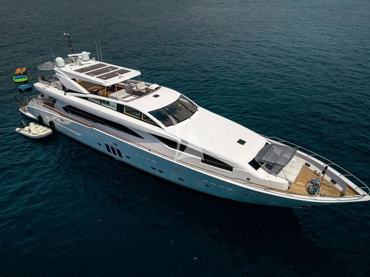 MILLISIME Couach 37m - anchored aerial profile MILLISIME Couach 37m - anchored aerial profile