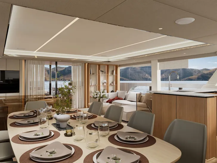 MIM OCEAN 10 Sunreef Ultima 88 - salon and indoor dining area MIM OCEAN 10 Sunreef Ultima 88 - salon and indoor dining area