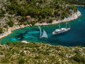 MARALLURE Custom Sailing Yacht 41m - aerial shot anchored MARALLURE Custom Sailing Yacht 41m - aerial shot anchored