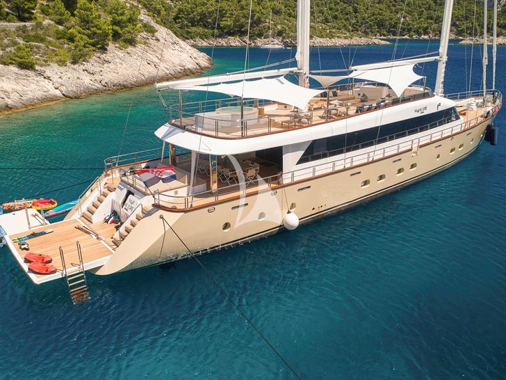 MARALLURE Custom Sailing Yacht 41m anchored with water toys