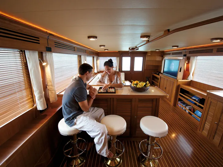 MISS KULANI Marlow Explorer Yacht Main Salon Board Games MISS KULANI Marlow Explorer Yacht Main Salon Board Games