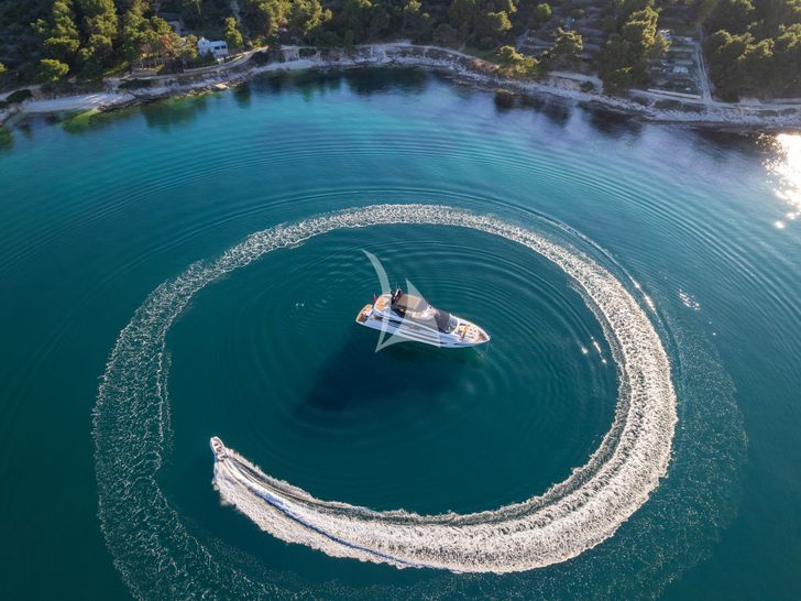 MOWANA Sunseeker 95 anchored near an island