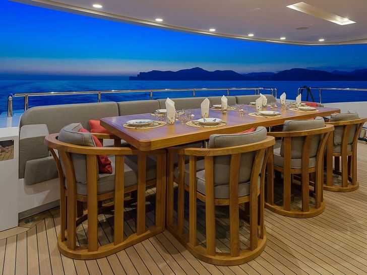 MR T Baglietto 46m main deck aft alfresco dining MR T Baglietto 46m main deck aft alfresco dining