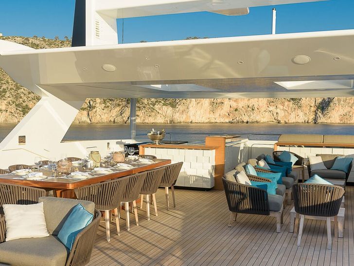 MR T Baglietto 46m sun deck dining area MR T Baglietto 46m sun deck dining area