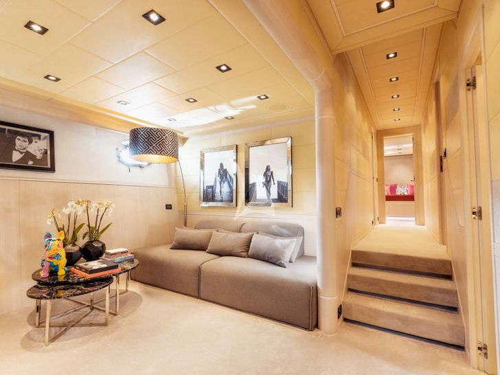 MRS GREY Mangusta 130 - master cabin lounge MRS GREY Mangusta 130 - master cabin lounge