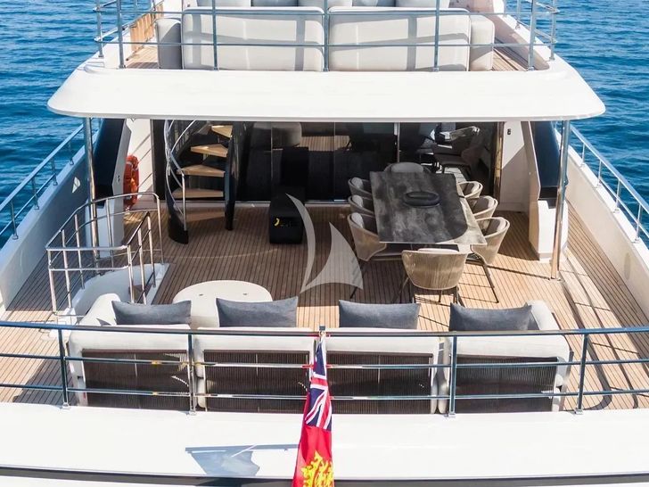 MRS L Custom Line Navetta 30 - sky deck aft other angle MRS L Custom Line Navetta 30 - sky deck aft other angle