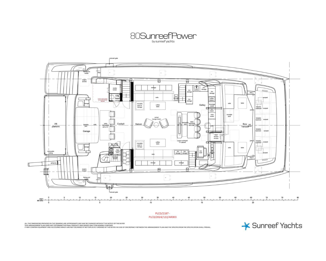 Layout for MY TY Sunreef 80 Power - main deck layout