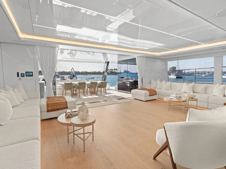 MY TY Sunreef 80 Power - main salon looking aft MY TY Sunreef 80 Power - main salon looking aft