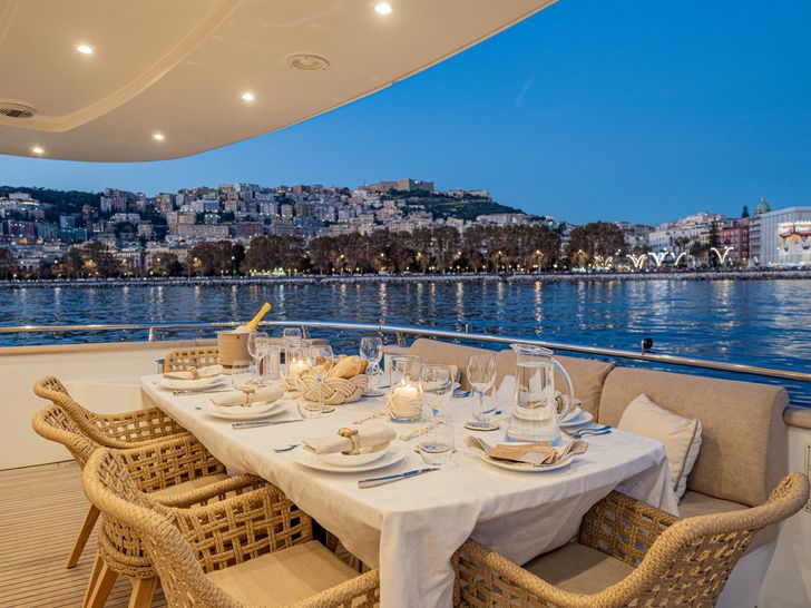 MY LIFE Maiora 27 - aft deck alfresco dining area MY LIFE Maiora 27 - aft deck alfresco dining area