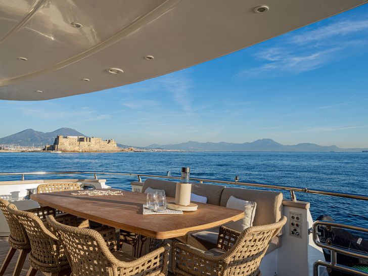 MY LIFE Maiora 27 - aft deck dining table MY LIFE Maiora 27 - aft deck dining table