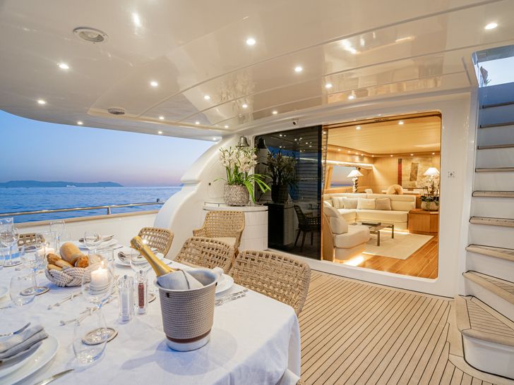 MY LIFE Maiora 27 - aft deck wine dinner MY LIFE Maiora 27 - aft deck wine dinner