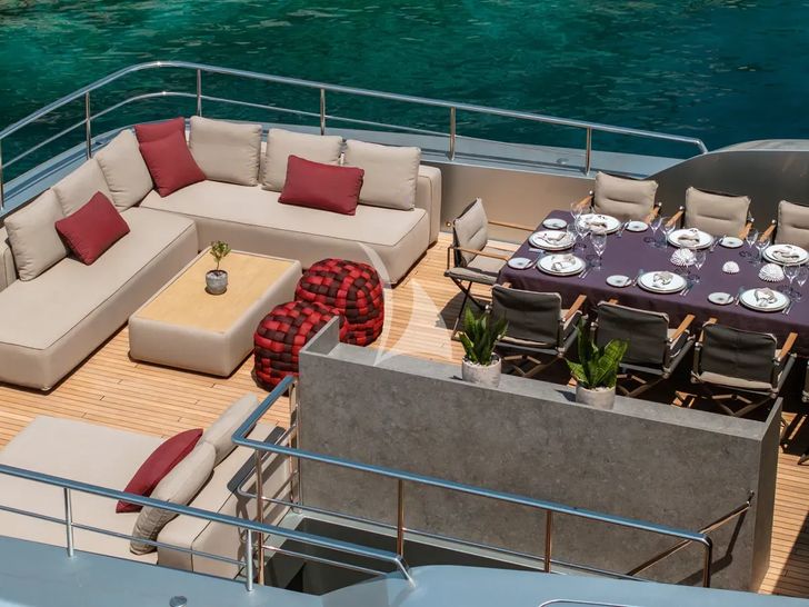 NAIA Sanlorenzo 40 Alloy - sundeck aft aerial shot NAIA Sanlorenzo 40 Alloy - sundeck aft aerial shot