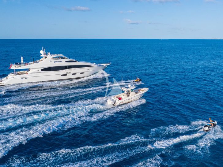 NAMASTAY Lazzara 116 - cruising with the tender and jet skis NAMASTAY Lazzara 116 - cruising with the tender and jet skis