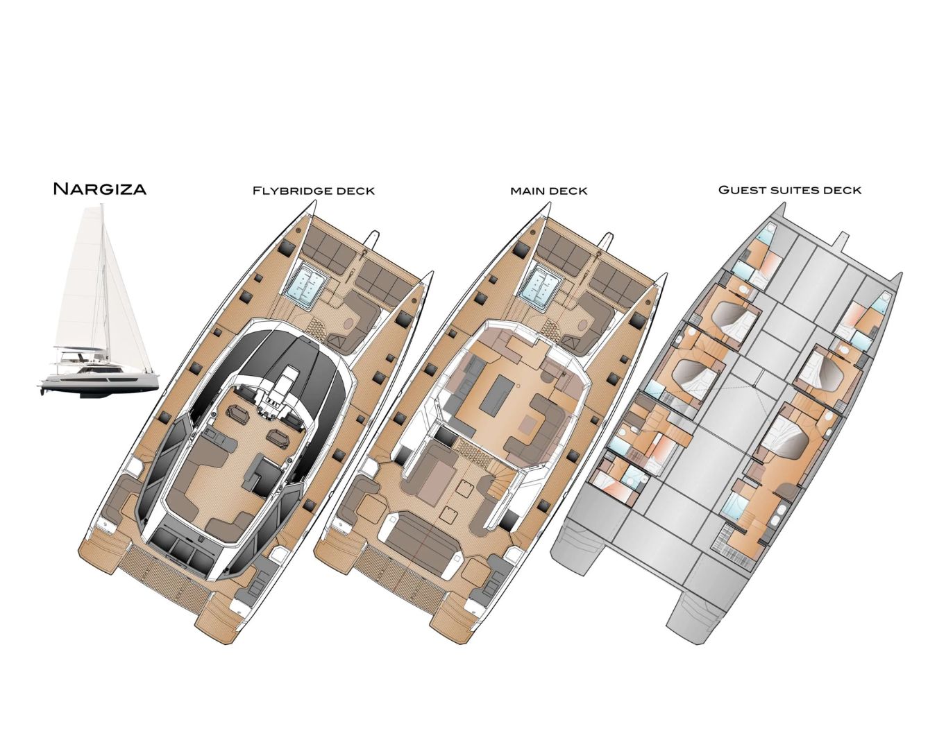 NARGIZA(Winters)Fountaine Pajot FPY 70S - layout with cabin arrangement