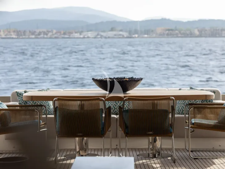 NAYLA Monte Carlo 75 - aft deck dining area NAYLA Monte Carlo 75 - aft deck dining area