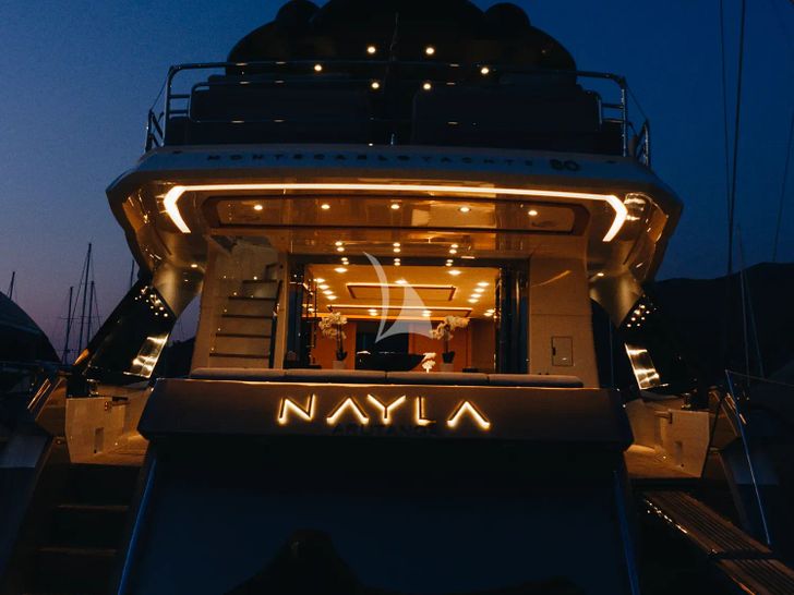 NAYLA Monte Carlo 75 - aft shot at night NAYLA Monte Carlo 75 - aft shot at night