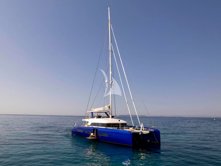 NEFESH Lagoon Seventy 7 - aerial shot anchored NEFESH Lagoon Seventy 7 - aerial shot anchored