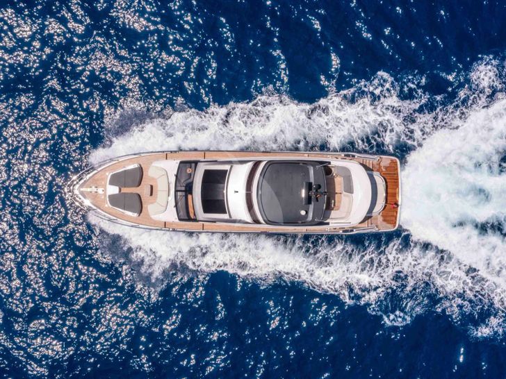 NEGOTIATOR 1 Princess S72 - aerial shot cruising NEGOTIATOR 1 Princess S72 - aerial shot cruising