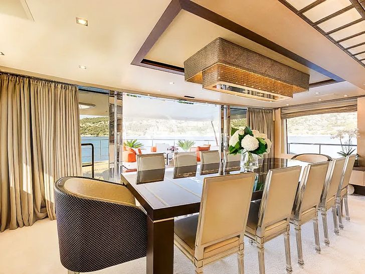 NELA Benetti Crystal 140 - sky deck dining area NELA Benetti Crystal 140 - sky deck dining area
