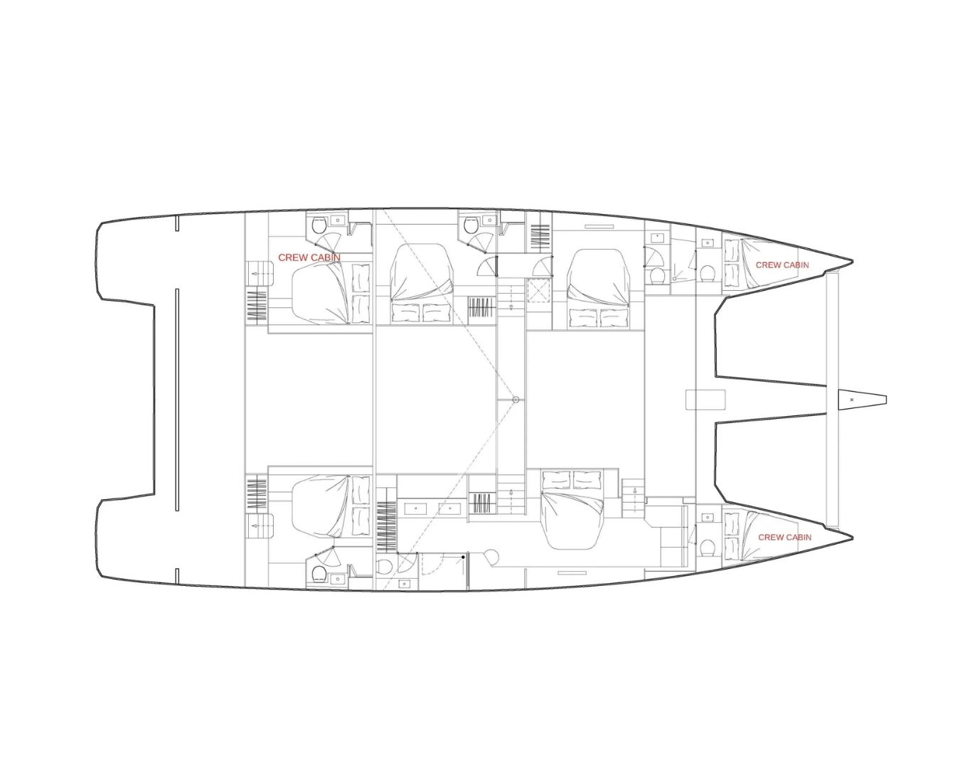 Layout for NEOW Fountaine Pajot Alegria 67 - cabin layout